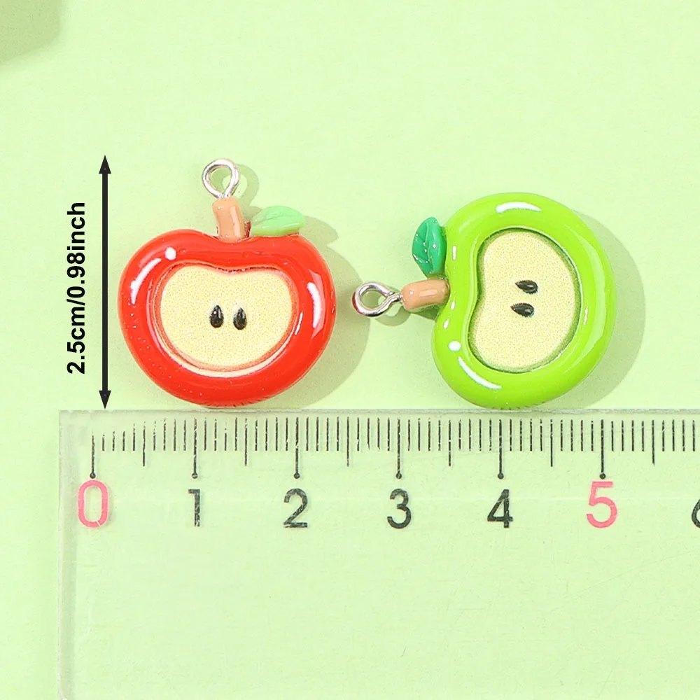 4/13/21 قطعة قلادة على شكل تفاحة مسطحة القاع ، أقراط قلادة ذاتية الصنع ، إكسسوارات هدايا عيد الشكر لعيد الحب وعيد الميلاد #4