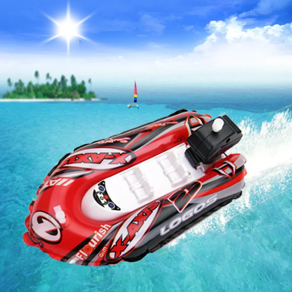 Float In Water Kids Inflatable Speed Boat Wind Up Toy Clockwork Ship Toys Baby Bath Toy Water Play Game for Children Boy Toys