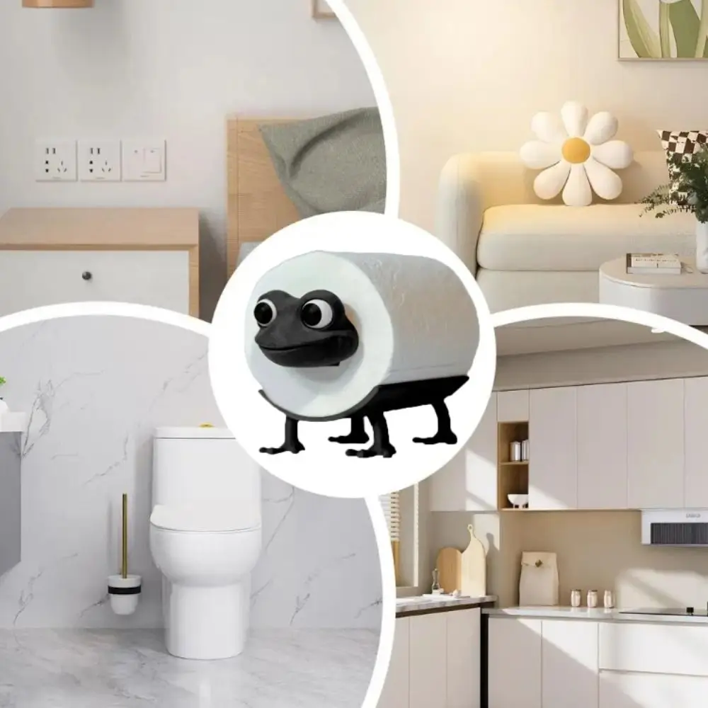 

Cute Design Animal Shaped Toilet Paper Holder Dog Shape Bull Frog Shape Standing Bathroom Paper Towel Holder Stand Design