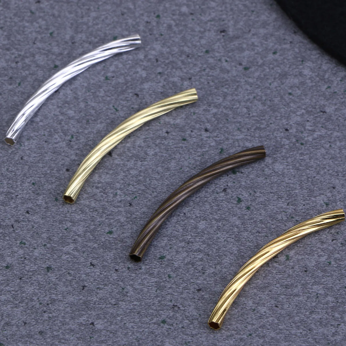 200Pcs Copper Bent Tube Hollow Thread DIY Bracelet Necklace Charms for Jewelry Making Accessories Vintage Style