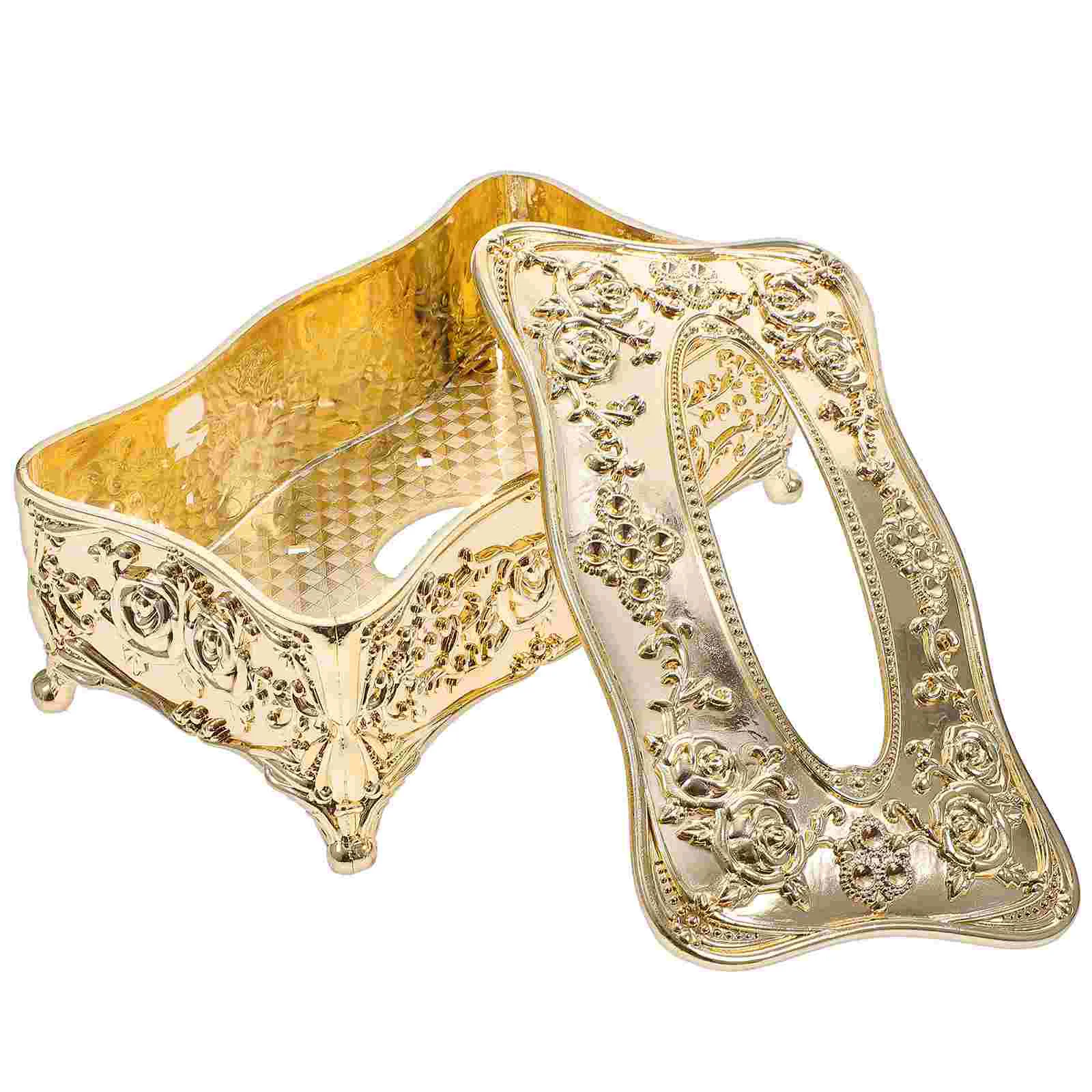 

Decorate Carved Paper Box Dispenser Home Napkin Holder High-end Container Fashion Stylish Case Tissue Retro Golden