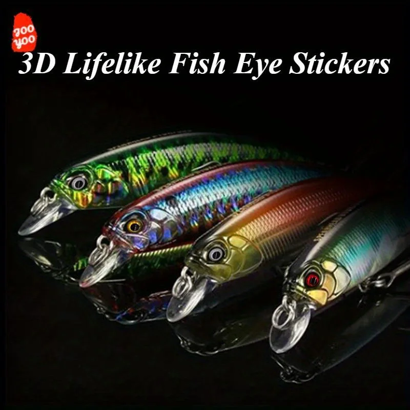 3D Simulation Lure Fish Eyes Stickers Self-Adhesive Holographic Fishing Lure Eyes DIY Bait Trout Bass Fishing Tackle Accessories