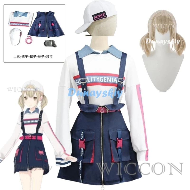 

Anime Vivid BAD SQUAD Cosplay Azusawa Kohane Cosplay New Uniform Wig Colorful Stage! Costume VBS Khn Suspender Outfits for Women