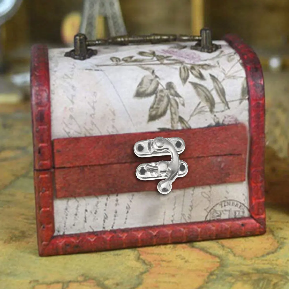 20 قطعة أقفال صندوق خشبي عتيق المزالج الأجهزة Crafts بها بنفسك الحرف والمجوهرات الصدر الأدوات الفضة خمر مزلاج خزانة #3