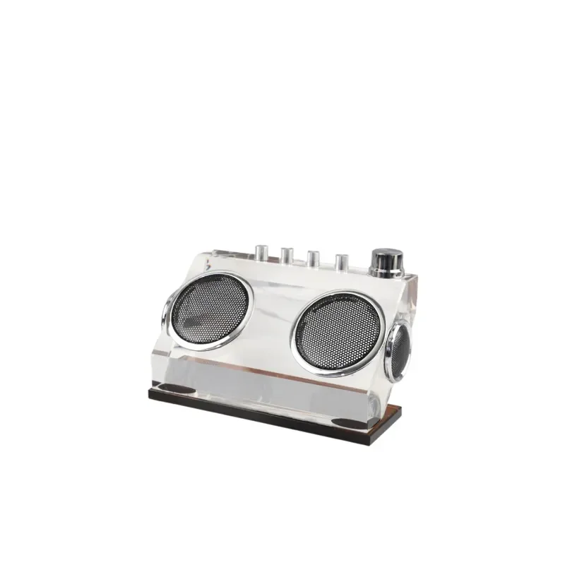 Modern Simple Transparent Crystal Radio Phonograph Decorative Ornaments for Living Room Bedroom Entrance Soft Decoration Home