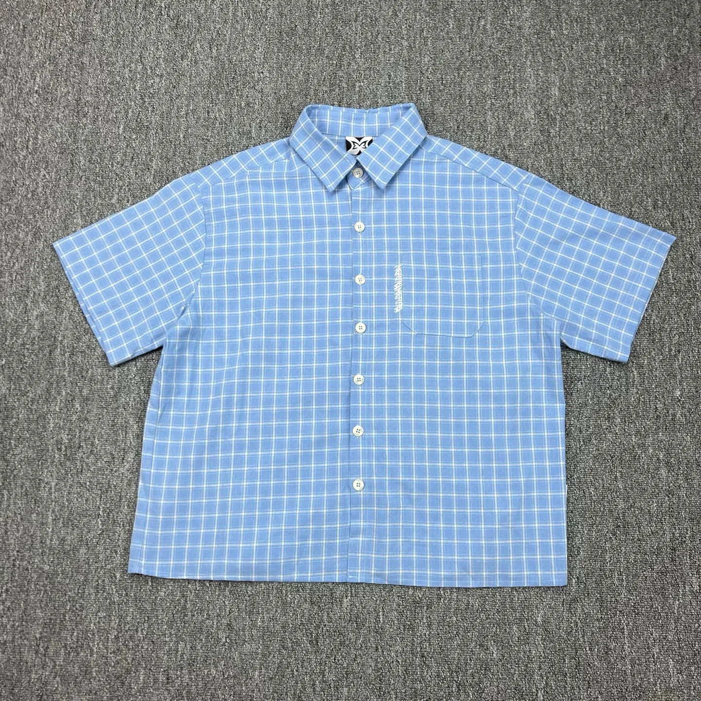 

Mixed Emotion Men's Casual Loose Fit ort Sve irt Summer Embroidered Plaid Cotton Ice Sensation Regular Length Button up