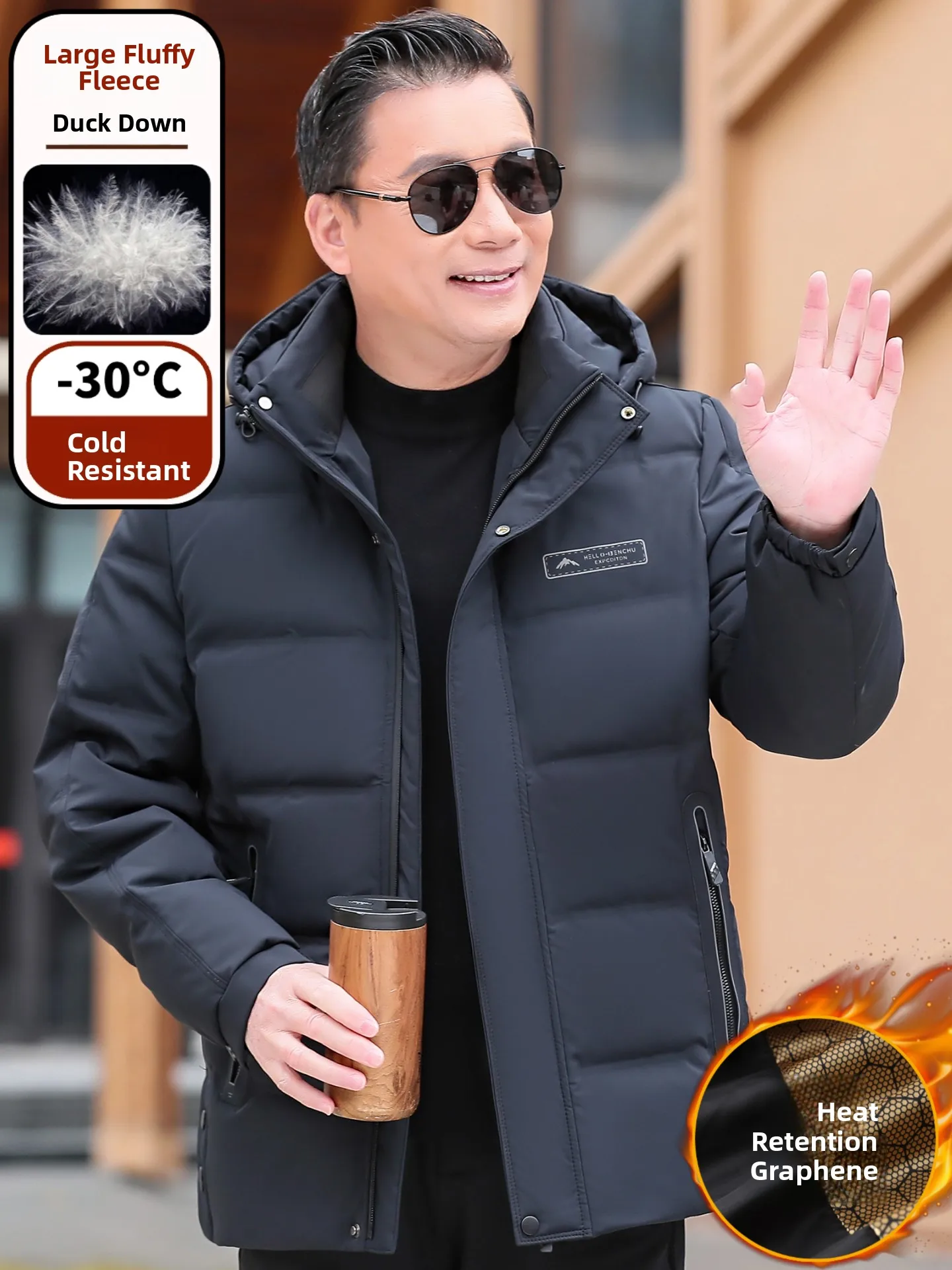 

Men's Winter Thiened ort Casual down Jaet Warm Top Zipper Design Polyester Fiber Du down Filling Outdoor Ci Casual