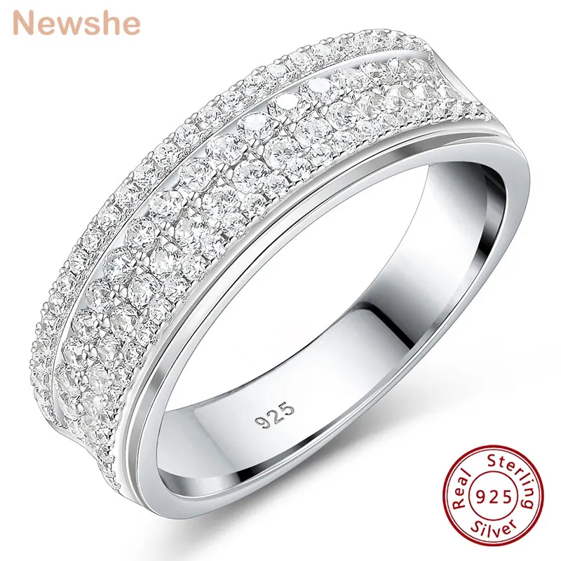 

Newshe 925 Silver Original Rings for Men Women Couples Luxury Jewelry Promise Engagement Wedding Ring Imitation Diamond CZ