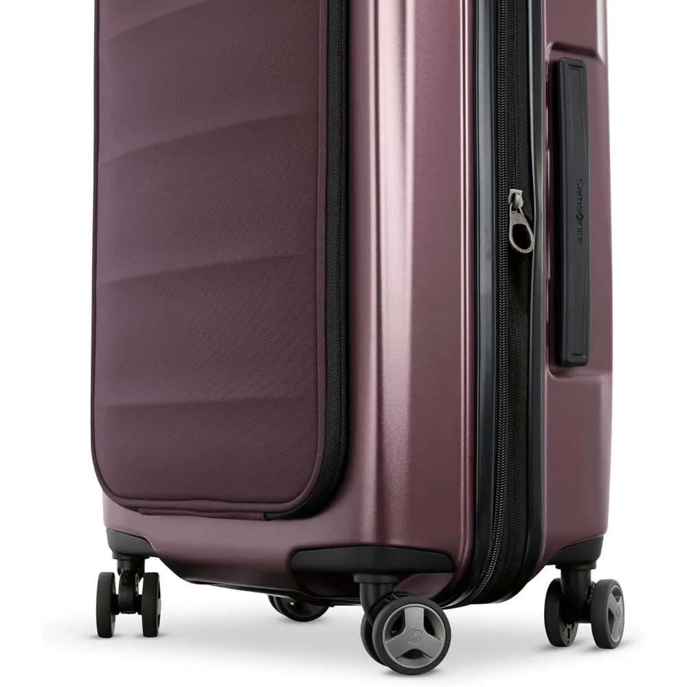 Conjunto de bagagem rígida extensível leve com bolso frontal para viagens de mão e grandes verificadas, 21/28 polegadas