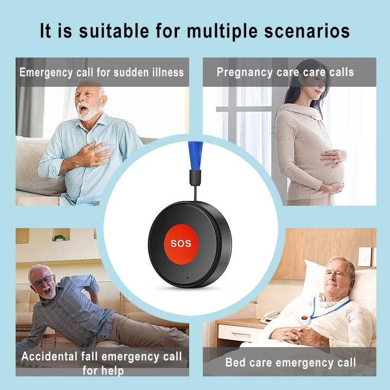 Tuya WiFi SOS Emergency Call Button With Lanyard Elderly Children Caregiver Pager Home Security Alarm Smart Life App Control
