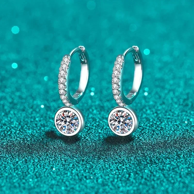 Luxury Fine Jewelry 0.5ct D Color Moissanite Diamond Hoop Earrings for Women Hypoallergenic Jewelry White Gold 18K Earrings