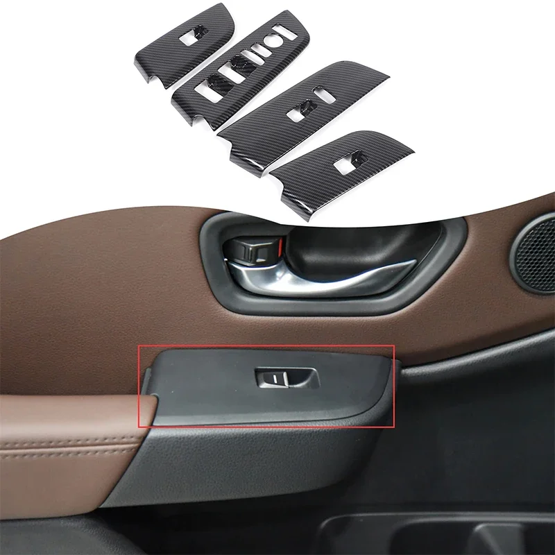 For Honda Pilot 2023-2024 ABS carbon fiber car styling car door glass lift button panel frame sticker car interior accessories