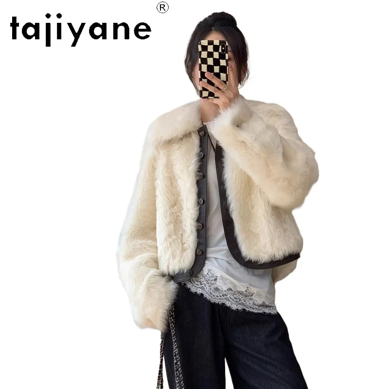 

TAJIYANE Natural Tuscany Wool Sheepskin Double Faced Fur Coat Woman Turn-Down Collar Real Fur Jacket Winter Clothes 2025 шуба