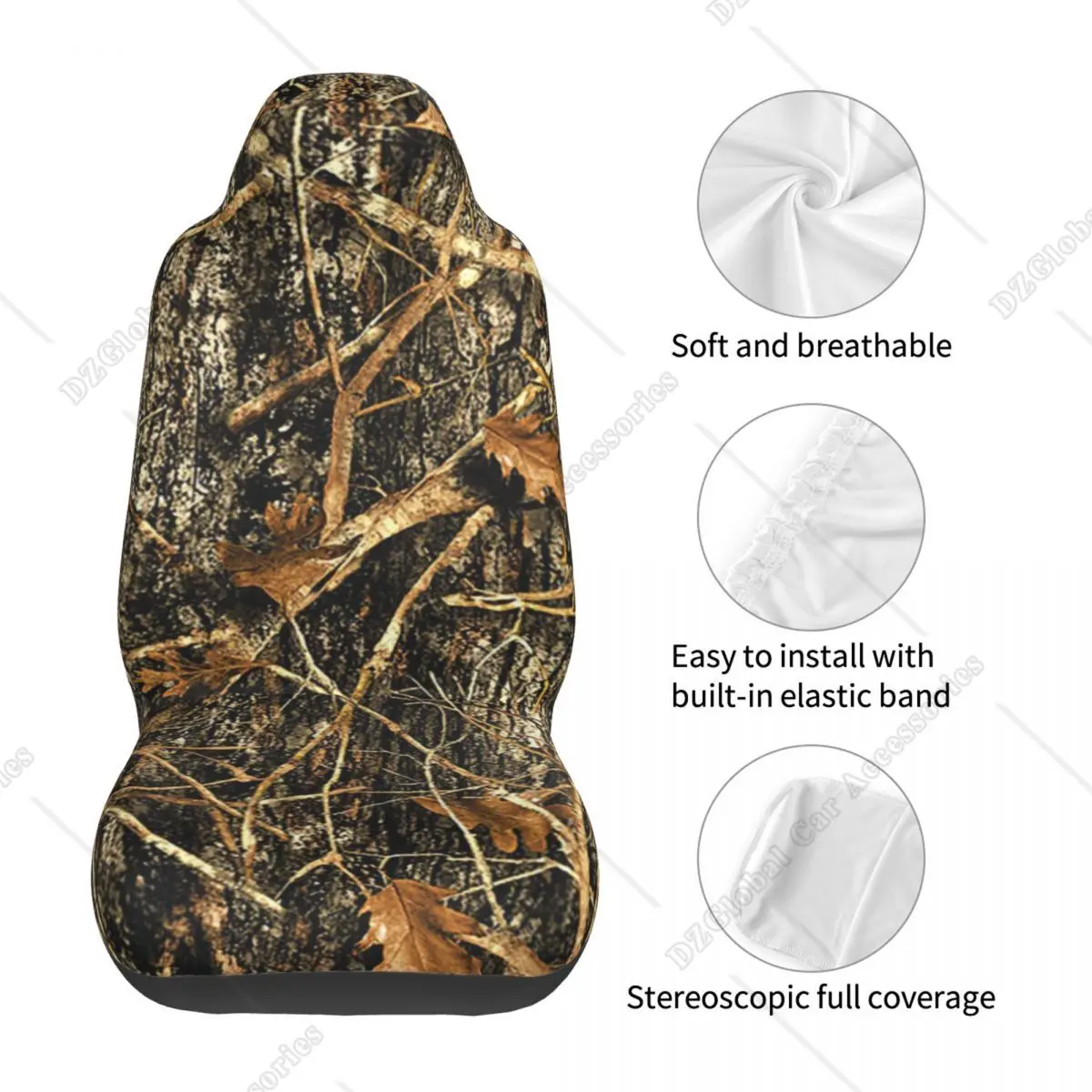 Autumn Camoflauge Printed Car Seat Covers for Front Seat 2-Pack Elasticity Automotive Seat Cover for Auto Truck Van SUV