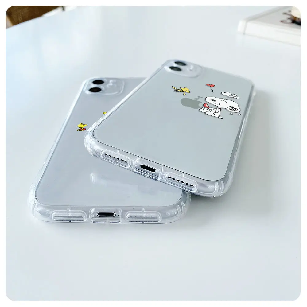 Snoopys-funda de teléfono con dibujos animados para iPhone 16, 15, 14, 13, 12, Mini 11 Pro Max X XR XS 7, 8 SE20 Plus, funda transparente de silicona suave