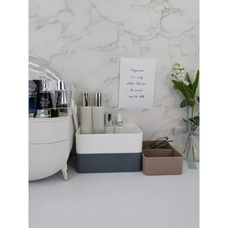 WBBOOMING Plastic Home Office Bathroom Storage Box Grid Desktop Sundries Storage Box Makeup Organizer Cosmetic Closet Bin Case