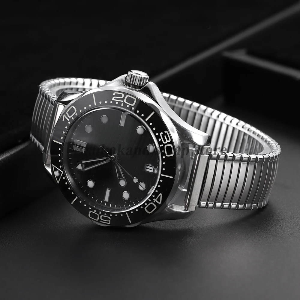 جديد الفولاذ المقاوم للصدأ مطاطا حزام (استيك) ساعة الفضة العالمي 10-14 مللي متر 16-23 مللي متر النساء الرجال المعادن التوسع حزام ساعة اليد قابل للتعديل الفرقة