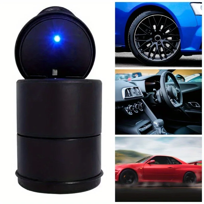 1pcs High temperature resistant car ashtray with lid or LED light - portable and creatively designed