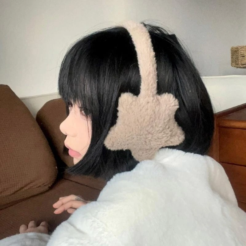 y5GC 별 모양의 플러시 귀 머프 여성 소녀 귀 워머 추운 날씨 귀 보호 모피 귀 덮개 겨울 활동