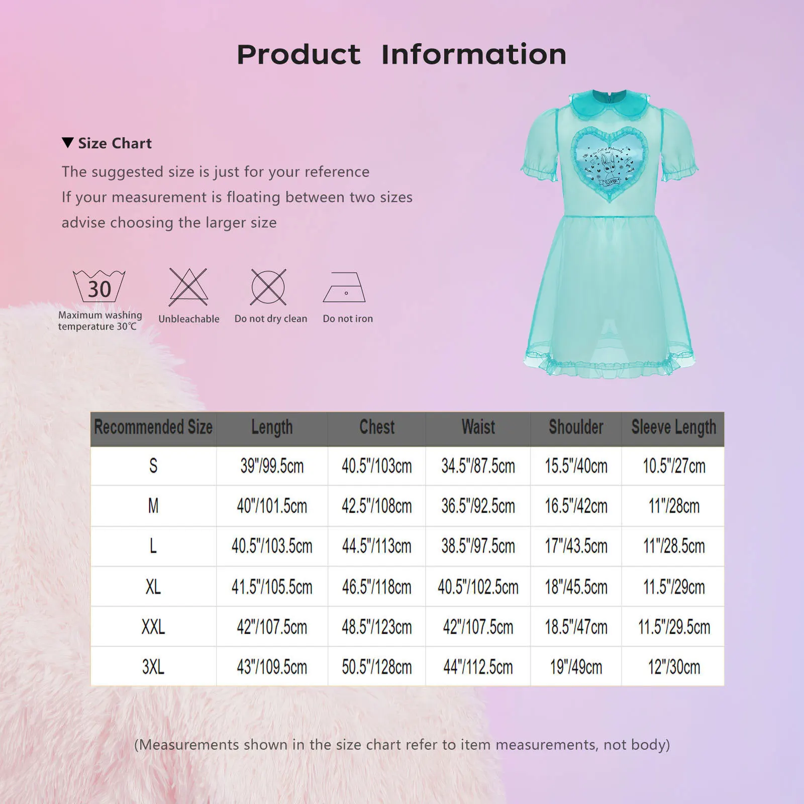 Mens ผู้ใหญ่ Organza Sissy Corssdresser ชุดแม่บ้านโปร่งใส Sheer น่ารักพัฟแขน Flare A-Line แม่บ้าน COSPLAY เครื่องแต่งกาย