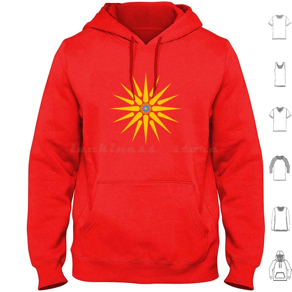 Macedonia Kutlesh Sun Vergina Star Hoodies Long Sleeve Macedonia Macedonian Kutlesh Vergina Kutlesh Sun Star Makedonia