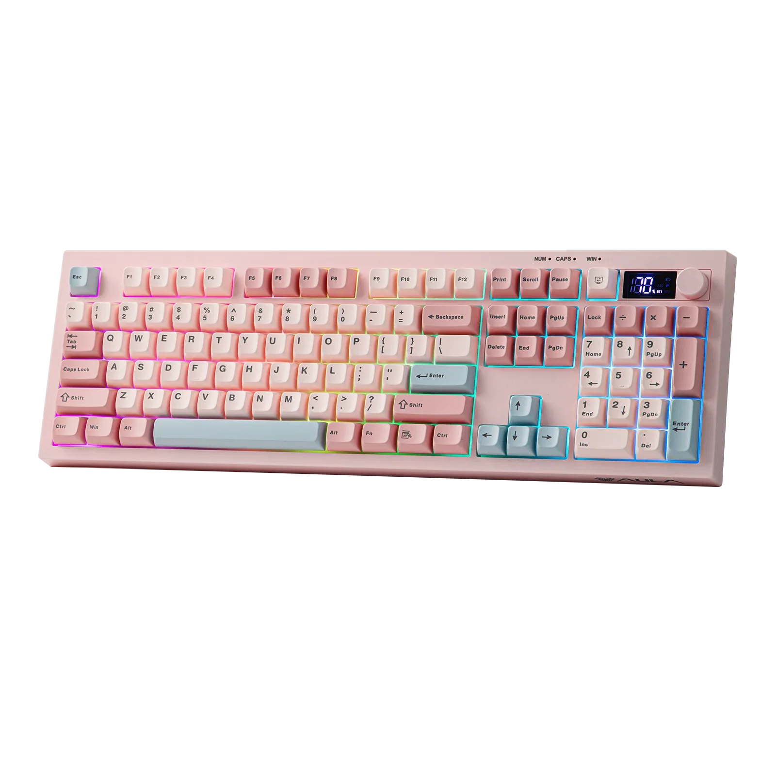 AULA S102 PRO Tri-mode Wireless Gaming Keyboard TFT Screen Volume Knob Silent Membrane 2000mAh Battery ANSI US Full Size for PC