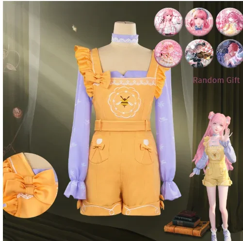 

Infinity Nikki Game Cosplay Yellow Bib Pants Cute Christmas Full Set Long Sleeve Anime New Year Costume Women Role Play Outfit