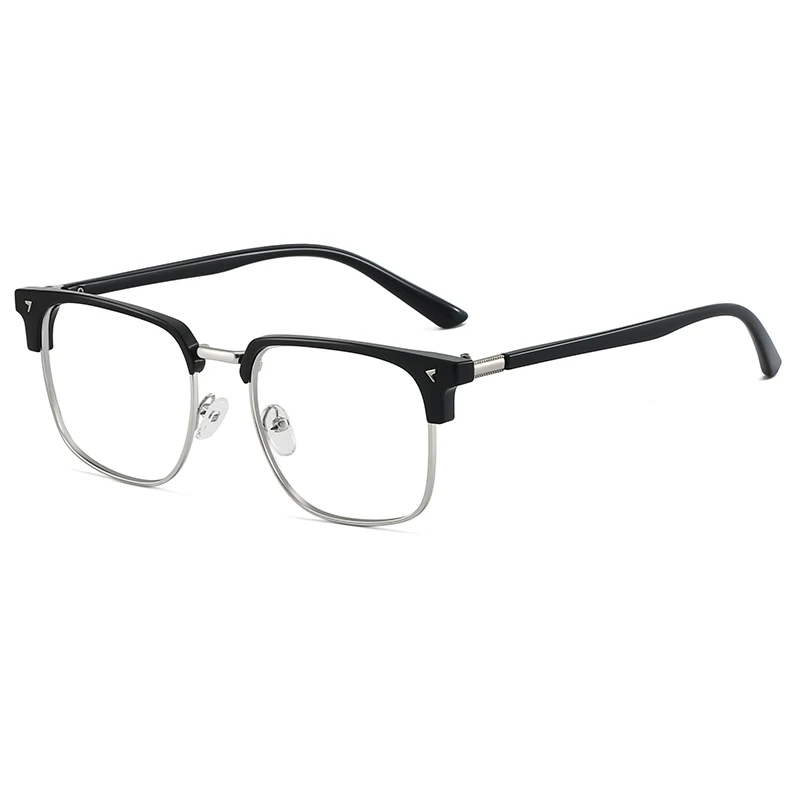 COOLMEN Trendy Semi-Rimless Photochromic Glasses Anti UV Blue Light Blocking Computer Eyewear for Indoor Outdoor Use F108