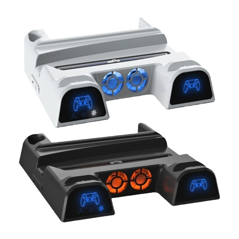 

Double Controller Dock Station Built-in Cooling Fan 4-Gear Charging Base Stand and Storage Slots for P5 Host