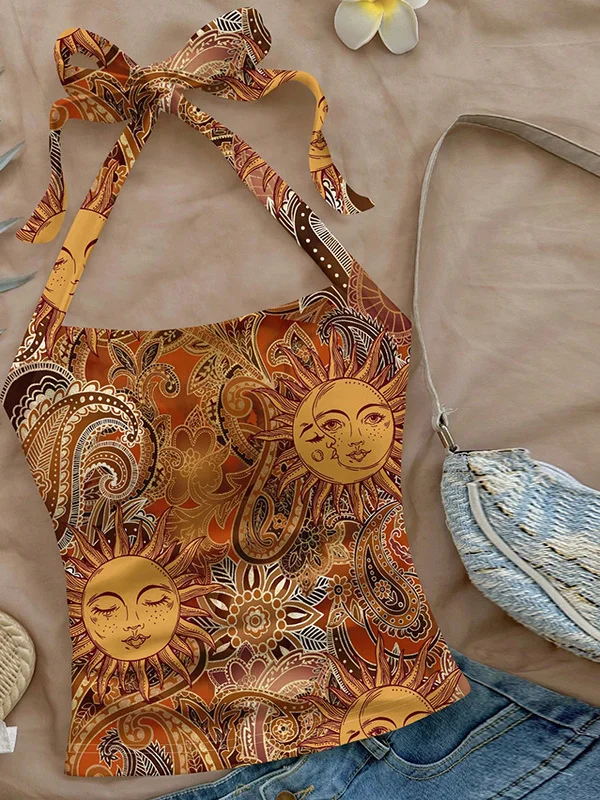 Sexy ter Vest Top Women's Clothing ort Sle Ne Hanging Design Animal Pattern Polyester Fiber Summer Faion