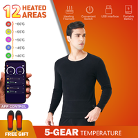 Winter Women Underwear Fleece Thermal Underwear USB Battery Powered Smart PhoneAPP Control Temperature Man Jacket Tops Heated