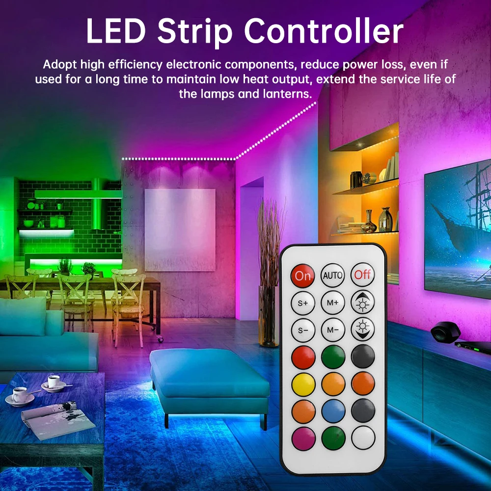 5-24V 21Keys Led Controller RF Wireless Remote Iridescent Controller RGB Flow Scrolling LED Strip Controller Dimming Controller