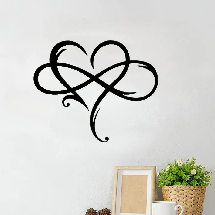 1pc Infinity Heart Black Heart Metal Wall Decor Love Wall Decor Love Sign Plaque Bedroom Ornaments Hanging Wall Art Gift