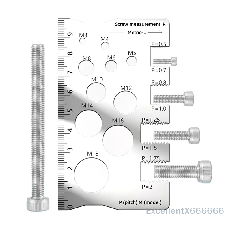 

Space-saving Screw Measurement Tool, Industrial Pitch Gauge Ruler for Bit, Bolt, Nut, Craft