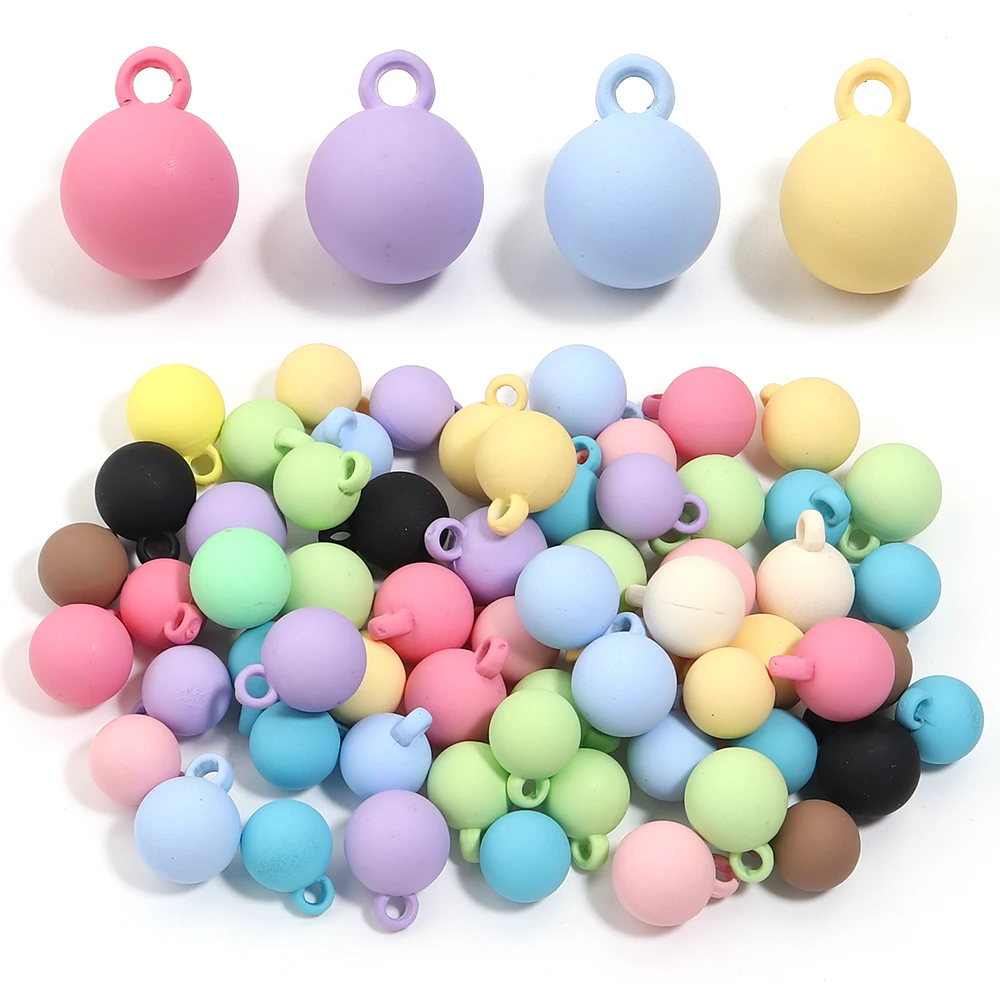 10pcs/lot Round Acrylic Beads 14/16mm Macaron Color Matte Beads Charms Loose Bead For DIY Jewelry Making Bracelet Necklace
