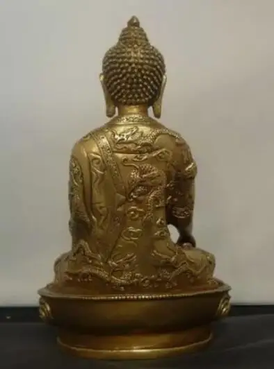 Old Tibet Tibetan Buddhis Amitabha shakyamuni bronze buddha dragon dragon statue