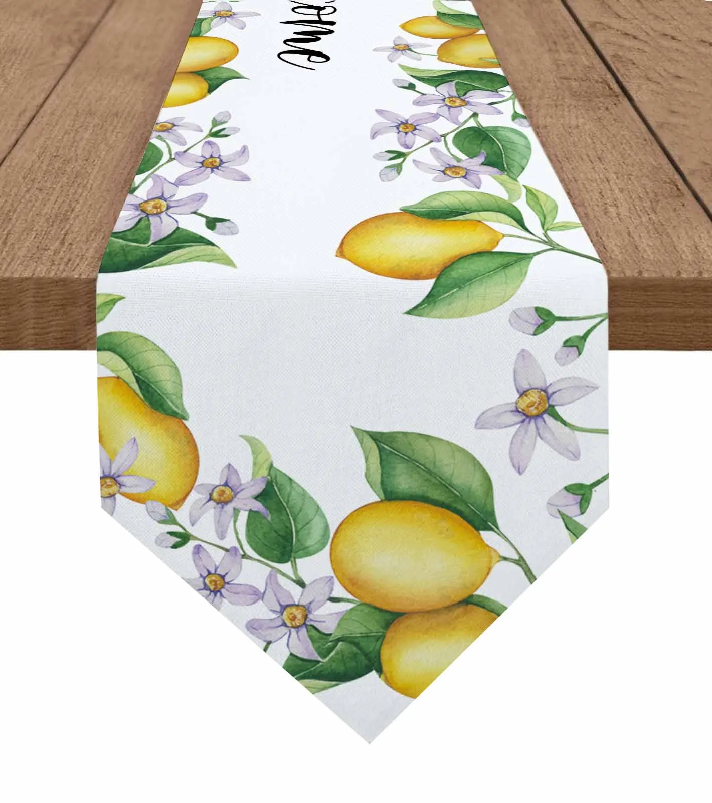 Lemon Watercolor Country Style Table Runner Wedding Party Decor Tablecloth Holiday Kitchen Table Decor Table Runner