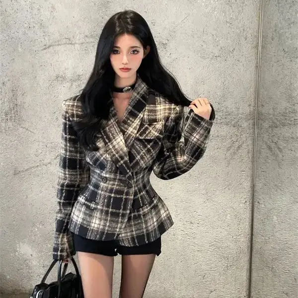 

Korean Style Woolen Jacket Small Fragrance Style High-End Suit Style Autumn New Style Fashionable Waist-Slimming Suit Women