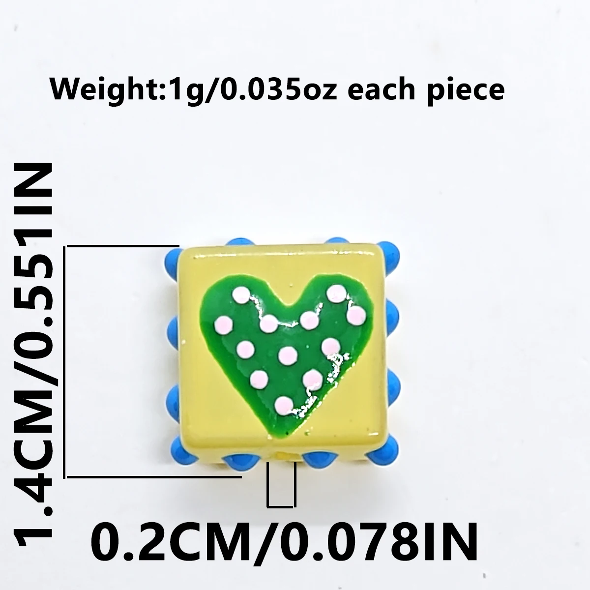 4/8 Stück 14mm Polka Dot Herzform Quadratische Mehrfarbige Lampwork-Glasperlen Liebesanhänger für DIY Schmuckherstellung Halskette Armband – Detail 1