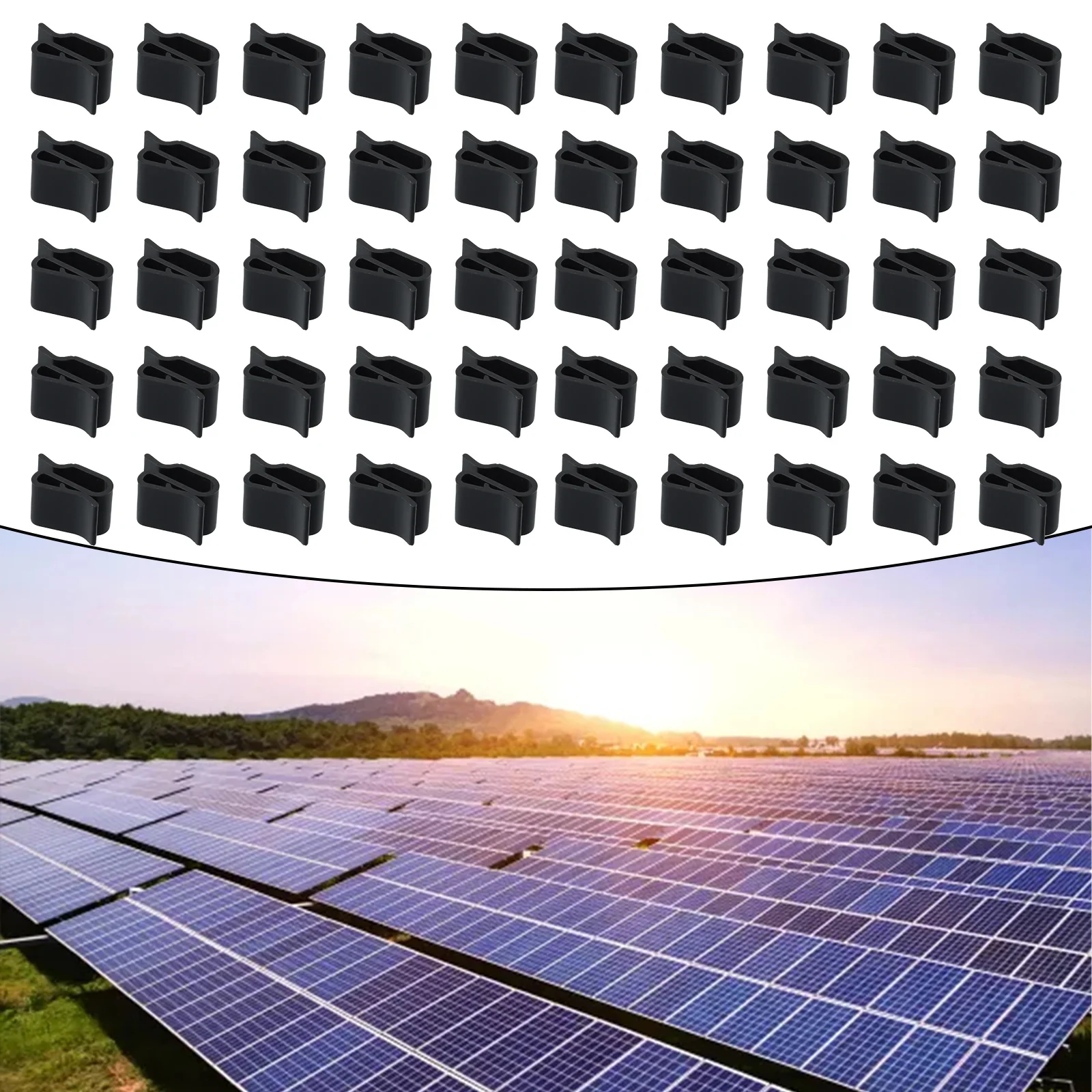 Cable Mount Solar Panel Clip Outdoor Plastic Temperature Resistant Waterproof Wire Holder Organizer 50Pcs Brandnew