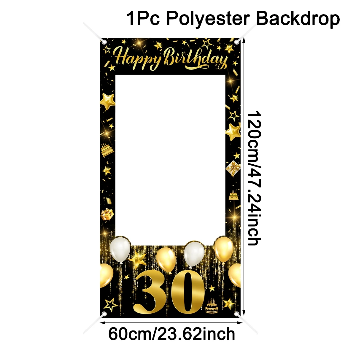 30., 40., 50., 60. Geburtstag Fotorahmen Foto-Requisiten Schwarz Gold Erwachsene 30 40 50 60 Jahre Alt Geburtstagsparty Dekoration – Detail 5