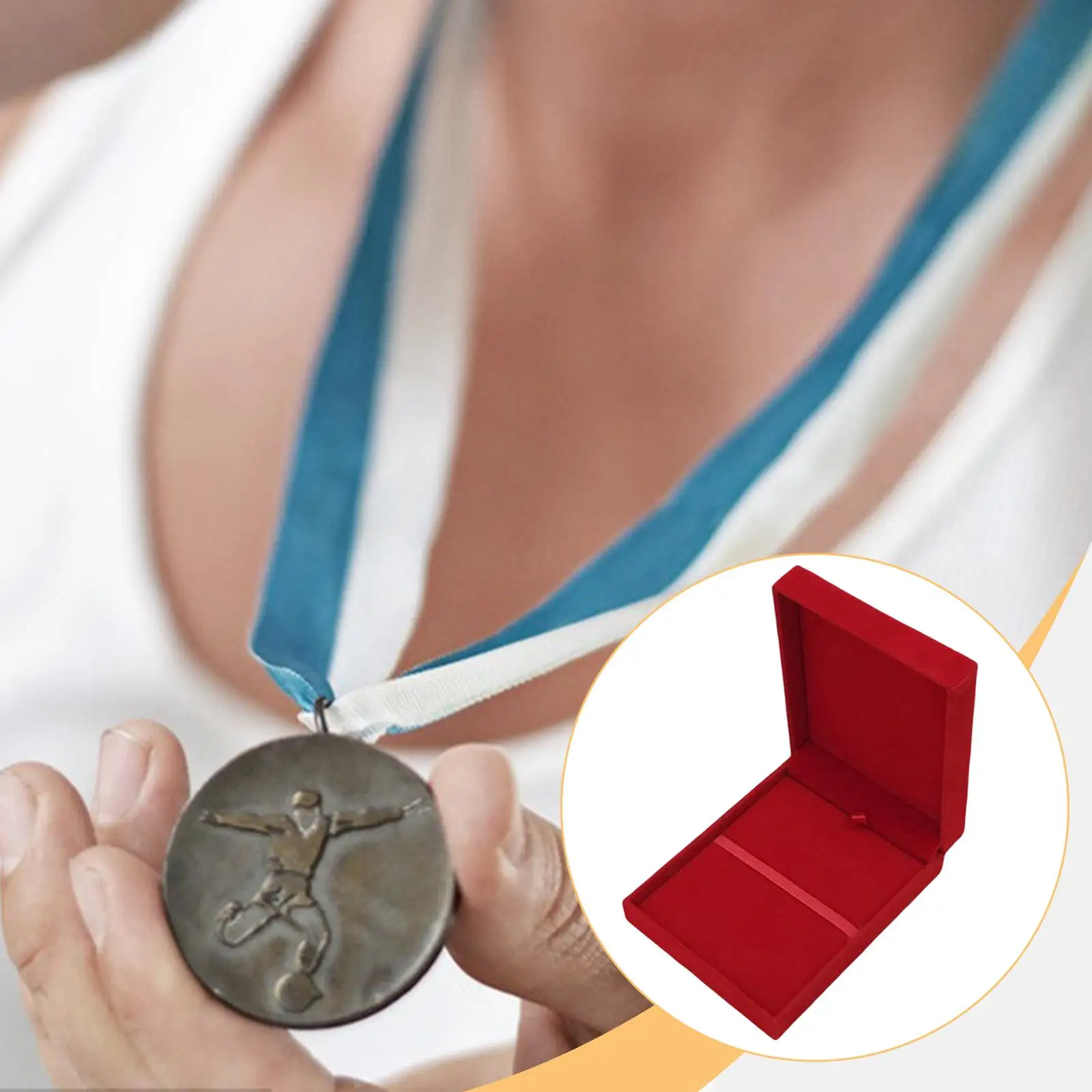 Sturdy Medal Display Case Rectangle Keepsake Box for Sports Winners Memorabilia Protection with Soft Cloth