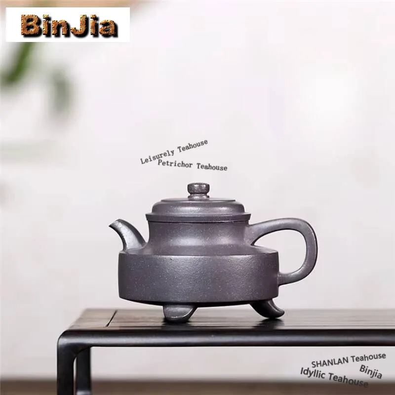 180ml Boutique Yixing Purple Clay Teapot Handmade Pot Raw Ore Steel Grey Section Mud Kettle Zisha Tea Set Tea Services Supplies