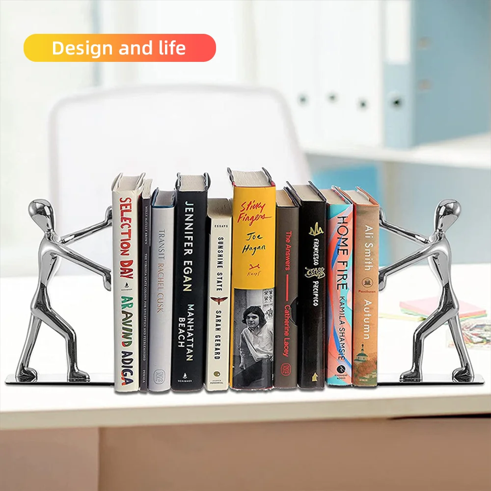 Creative Bookends Stainless Steel Bookends Bookcase Stand Holder Bookshelf Bookrack for Office Home School University College