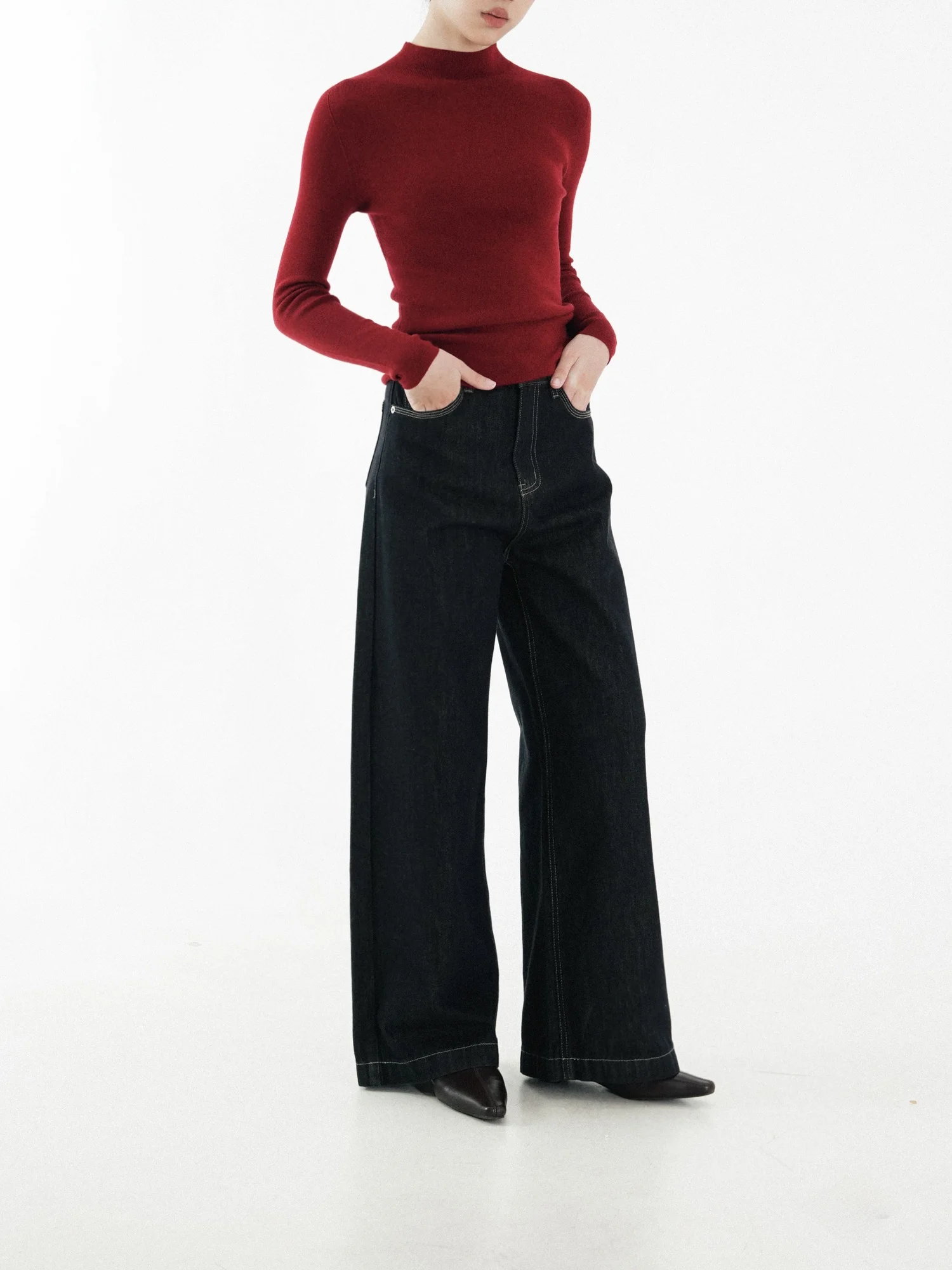 

Женские джинсы Deep Blue Commuter прямого кроя, широкие брюки в пол, весенне-осенние, из хлопкового денима