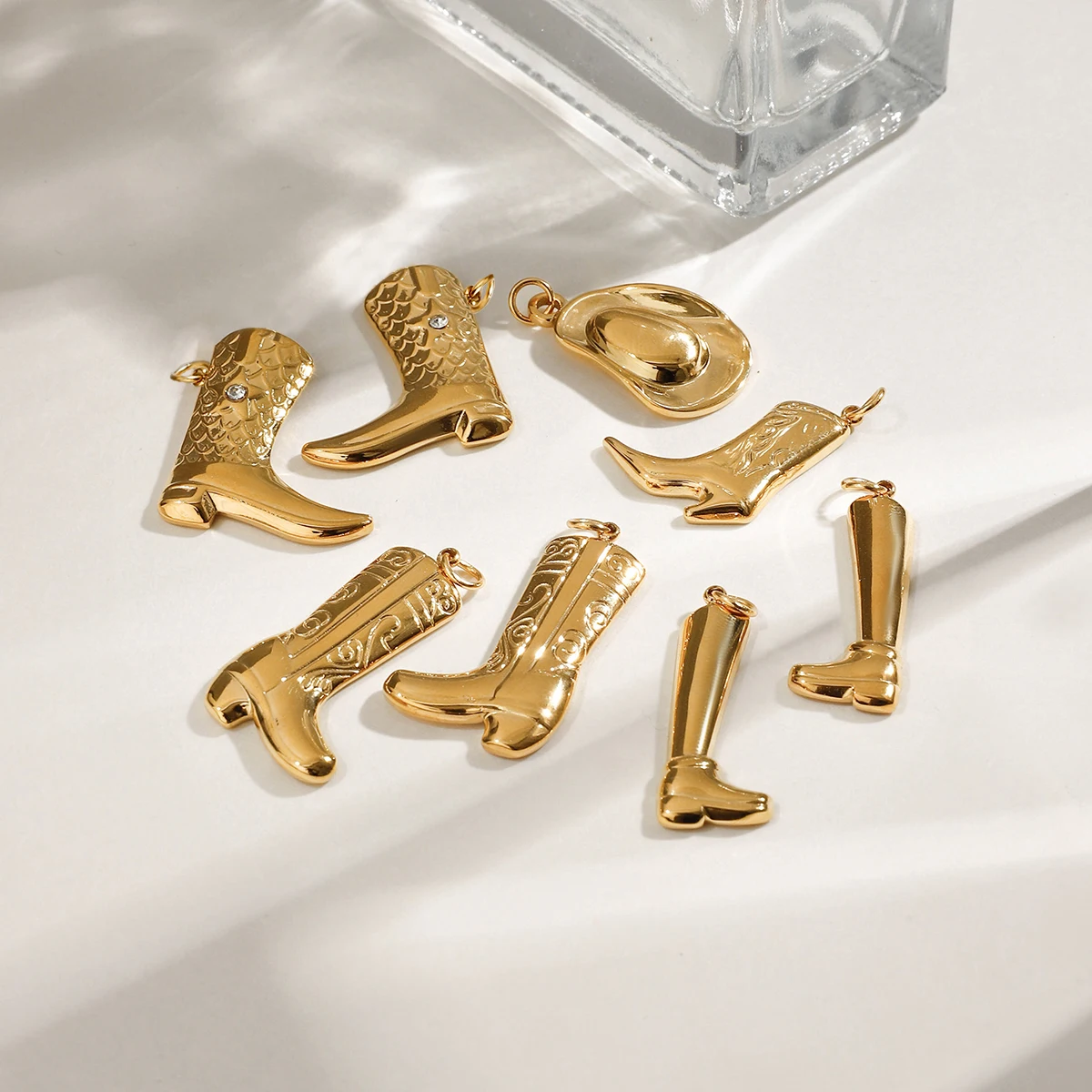 يوري العصرية الفولاذ المقاوم للصدأ الدنيم الشرير DIY قلادة 18K PVD مطلي بسيط أنيق المعادن الإكسسوارات بيجو هدية