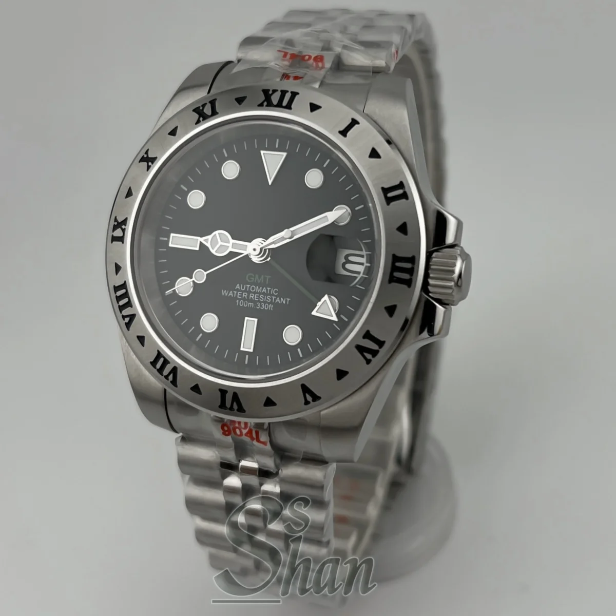 NH34A Automatic Watch 40MM GMT automatic mechanical watch sapphire glass Roman numeral fixed bezel men's stainless steel watch