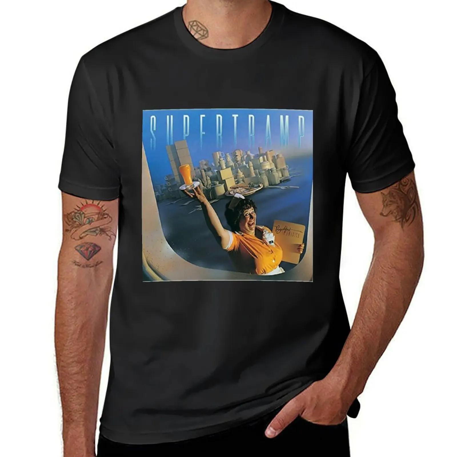 Classic Rock Band Supertramp Breakfast in America T-Shirt customizeds oversized Men's t shirts