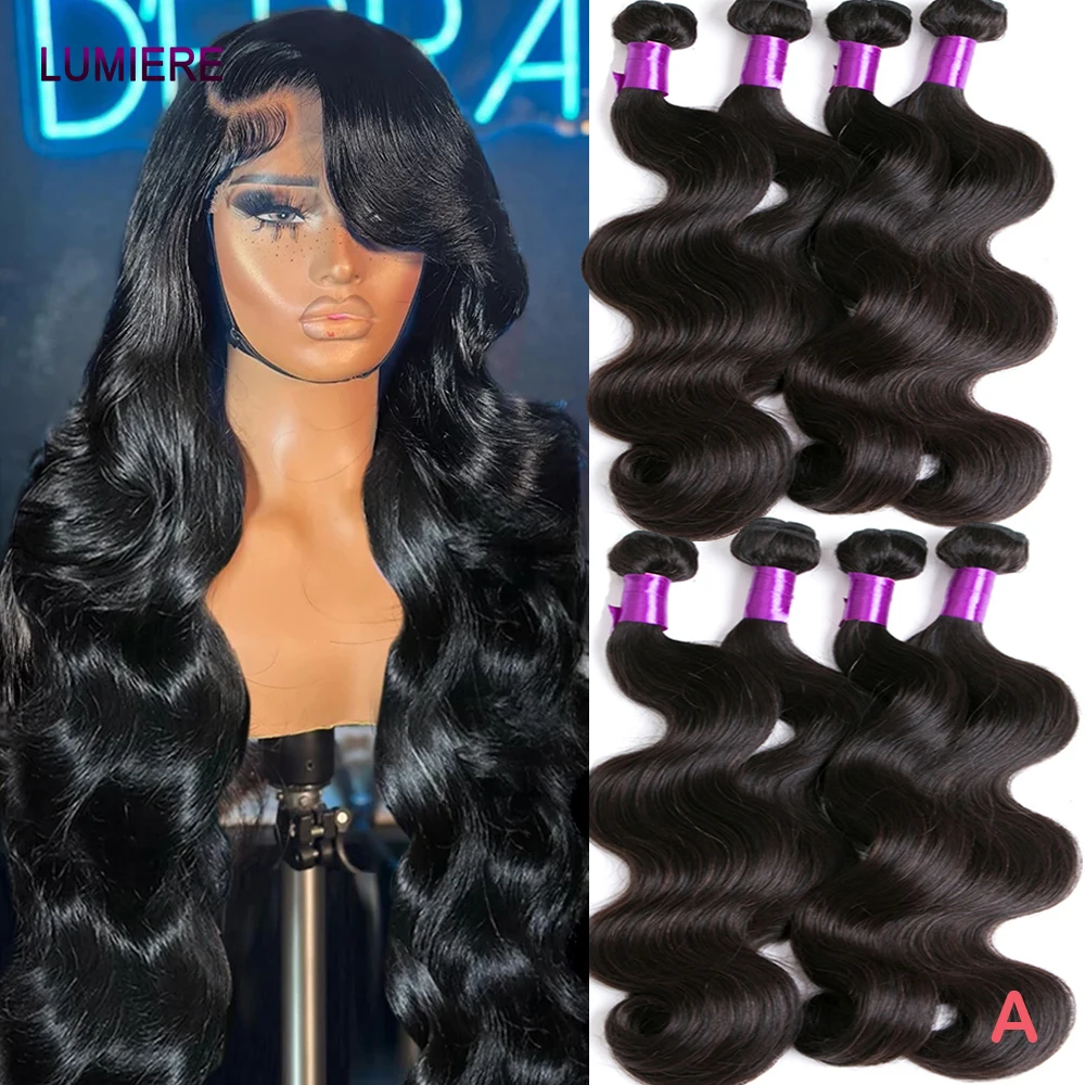 أعلى جودة 18A الجسم موجة الشعر البشري حزم 3/4 حزم الشعر 100% حزم الشعر البشري الخام صفقة البرازيلي عذراء وصلات شعر