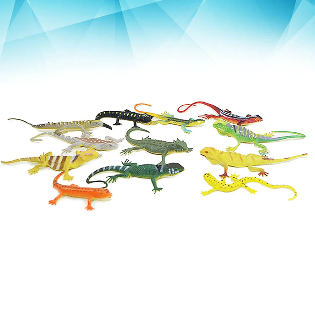 12 Pcs Artificial Lizard Decorations Bagged Painted Fake Halloween Realistic Lizards